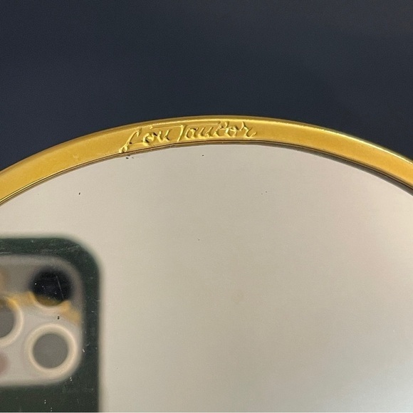 Lou Taylor Navy Clutch Wristlet with Swivel Interior Gold Mirror Italy Vintage - Picture 15 of 16